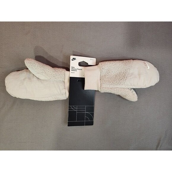 Women's Nike Sherpa Fleece Mittens Off White - Picture 3 of 6